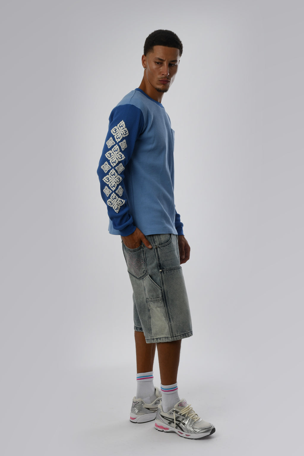 BLUE/BABY BLUE WAFFLE LONGSLEEVE