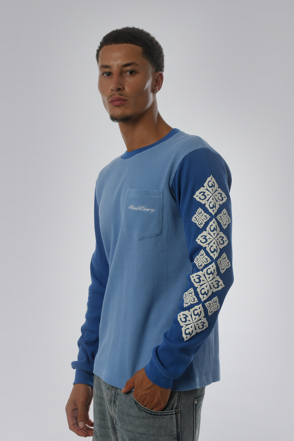BLUE/BABY BLUE WAFFLE LONGSLEEVE