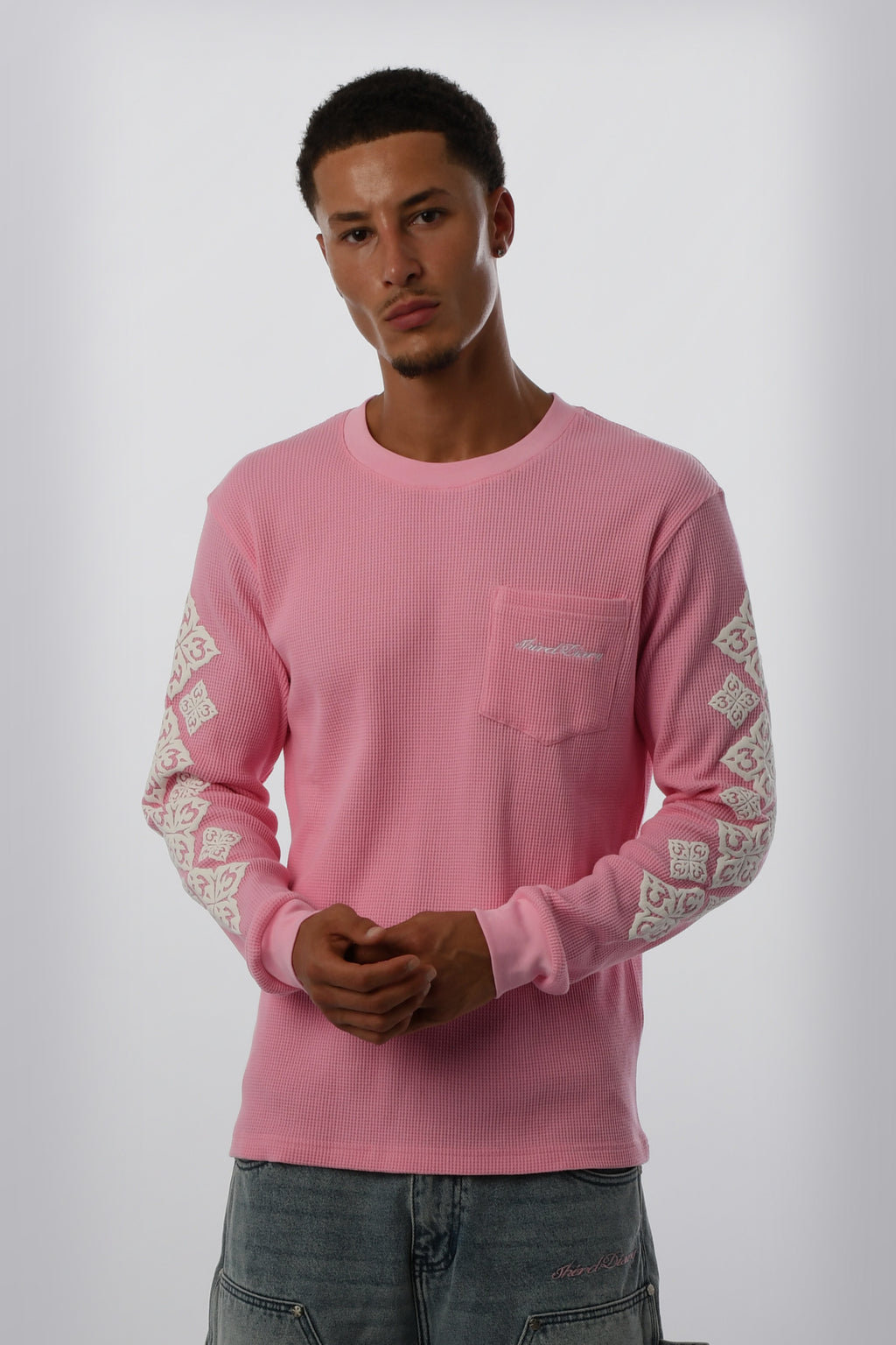 PINK/WHITE WAFFLE LONGSLEEVE