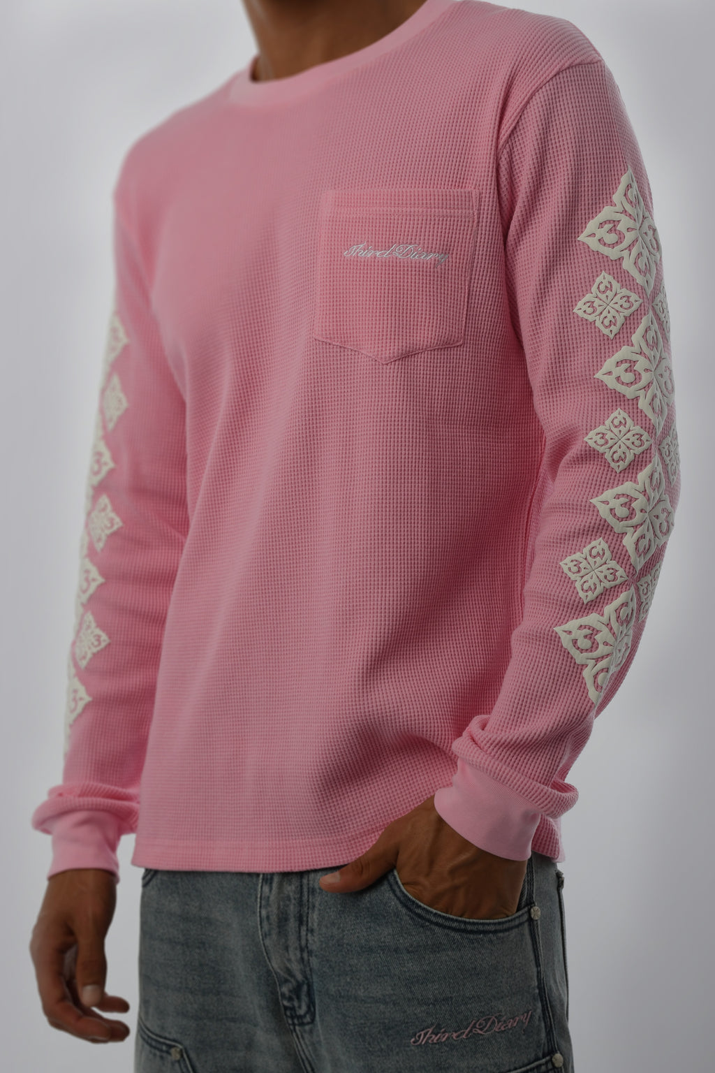 PINK/WHITE WAFFLE LONGSLEEVE